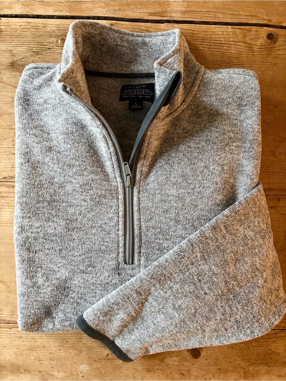 J.Crew 1/4 Zip Heather Rib Fleece Pullover Great Heather Men’s L